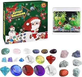 Christmas Countdown Calendar, Toys Advent Calendars Countdown to Christmas, Natural Mineral Rock Gemstone Advent Calendars, Christmas Party Supplies Scientific Gift for Kids Geteawily