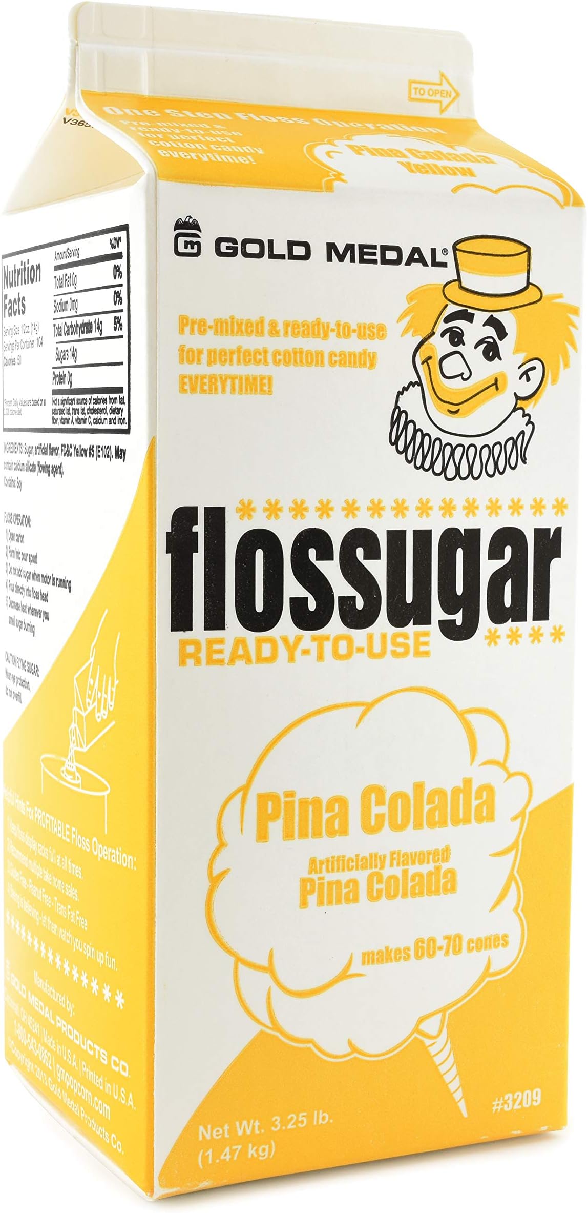 Gold Medal Flossugar Flavor: Pina Colada - Net Wt 3.25 lbs