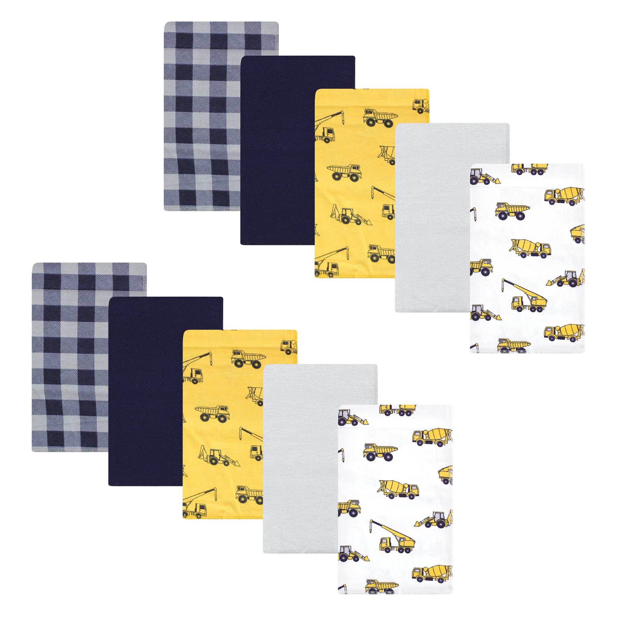 Hudson Baby Unisex Baby Cotton Flannel Burp Cloths, Construction, One Size