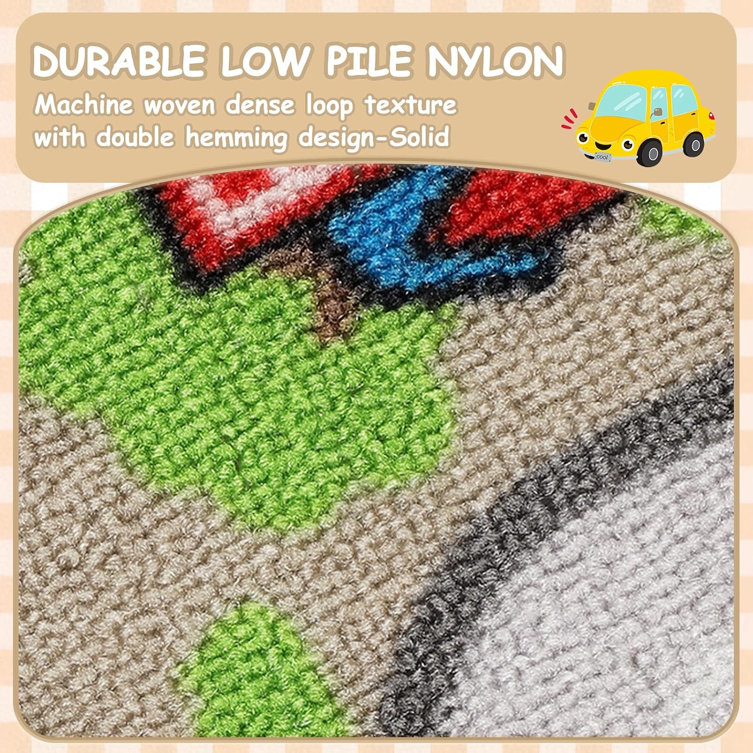Capslpad Tan Car Road Kid Rug Carpet Playmat for Playoom Traffic Road Kids Play Mat for Toddler Non Slip Washable City Map Race Track Carpet Rug for Kids Room Bedroom Nursery Room Decor,5.2'x3.3' image 4