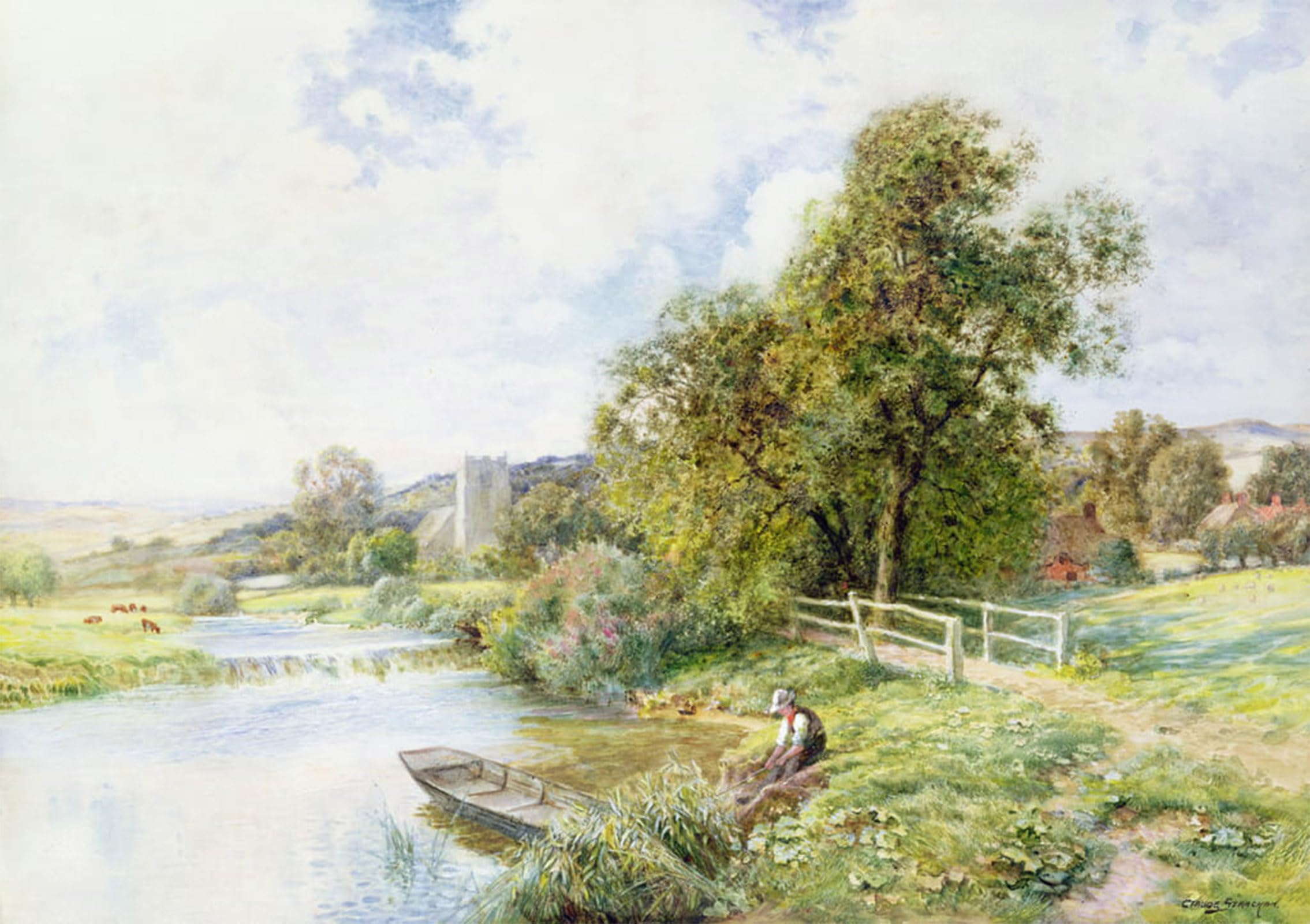 POSTERIIk Famous Animal Posters Vintage Picture the Young Angler by Arthur Claude Strachan Modern Wall Decor for Home Decor 60x90cm