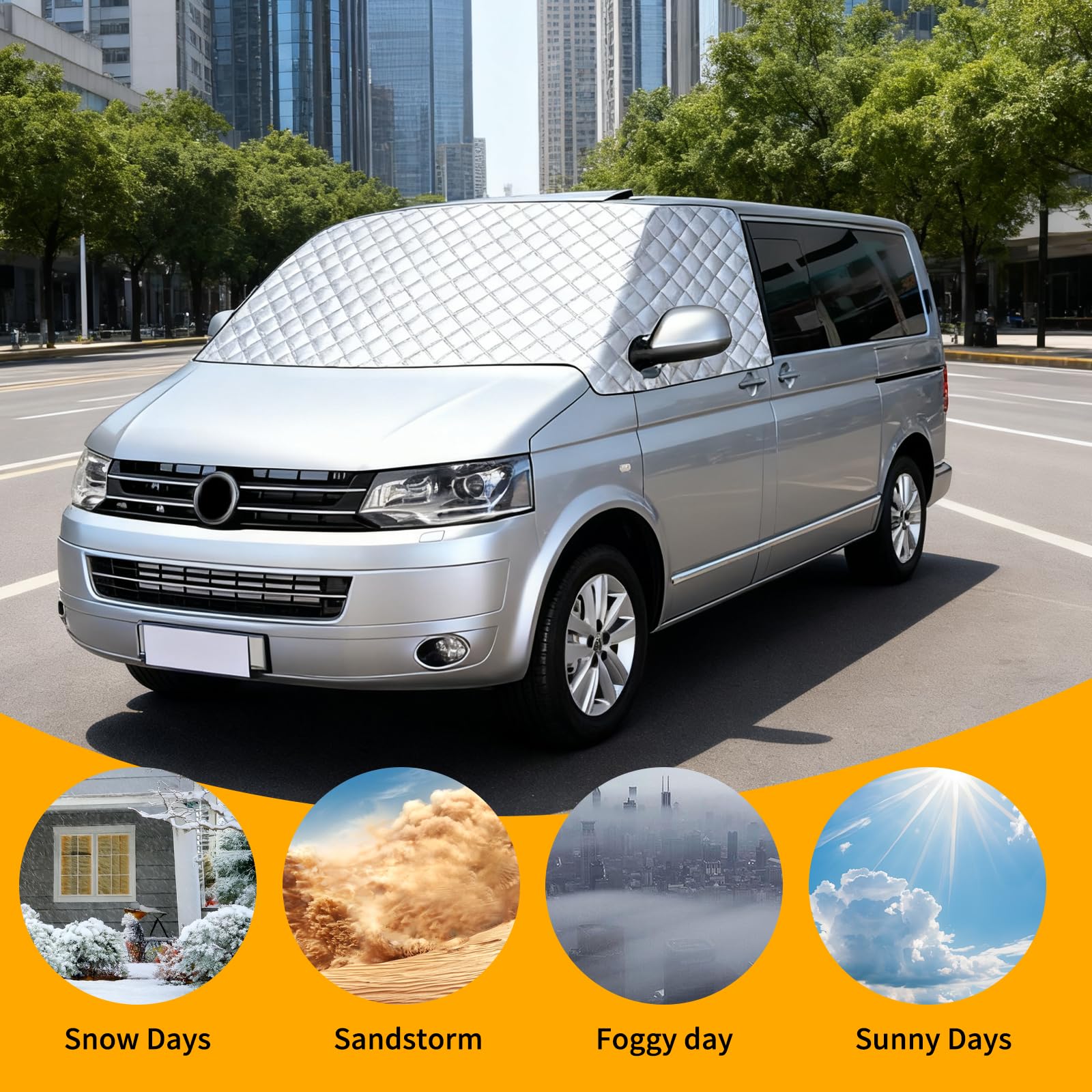 Protector de parabrisas para VW T6, cubierta exterior con algodón interior, cubierta frontal para bebé, protección contra el escarcha, anti-sol, termo-alfombras, protector solar