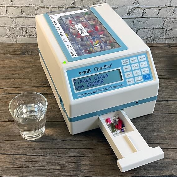 e-Pill CompuMed Automatic Pill Dispenser Tamper Resistant Medication Dispenser, AC Powered for Safe Daily Medication Management at Home or by Caregivers