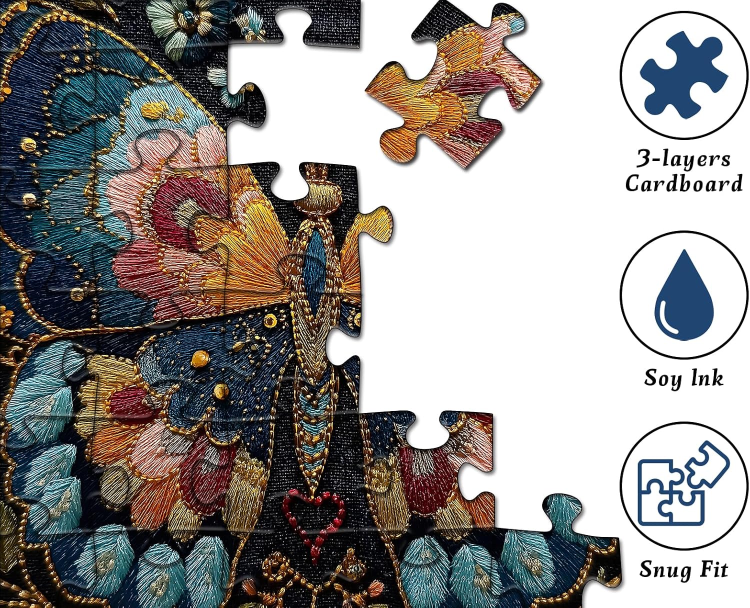 Floral Butterfly Puzzle for Adults 1000 Pieces, Nature Embroidered Puzzles with Colorful Flowers and Butterfly,Impossible Difficult Hard Challenge for Adults, Beautiful Aesthetic Decor image 3