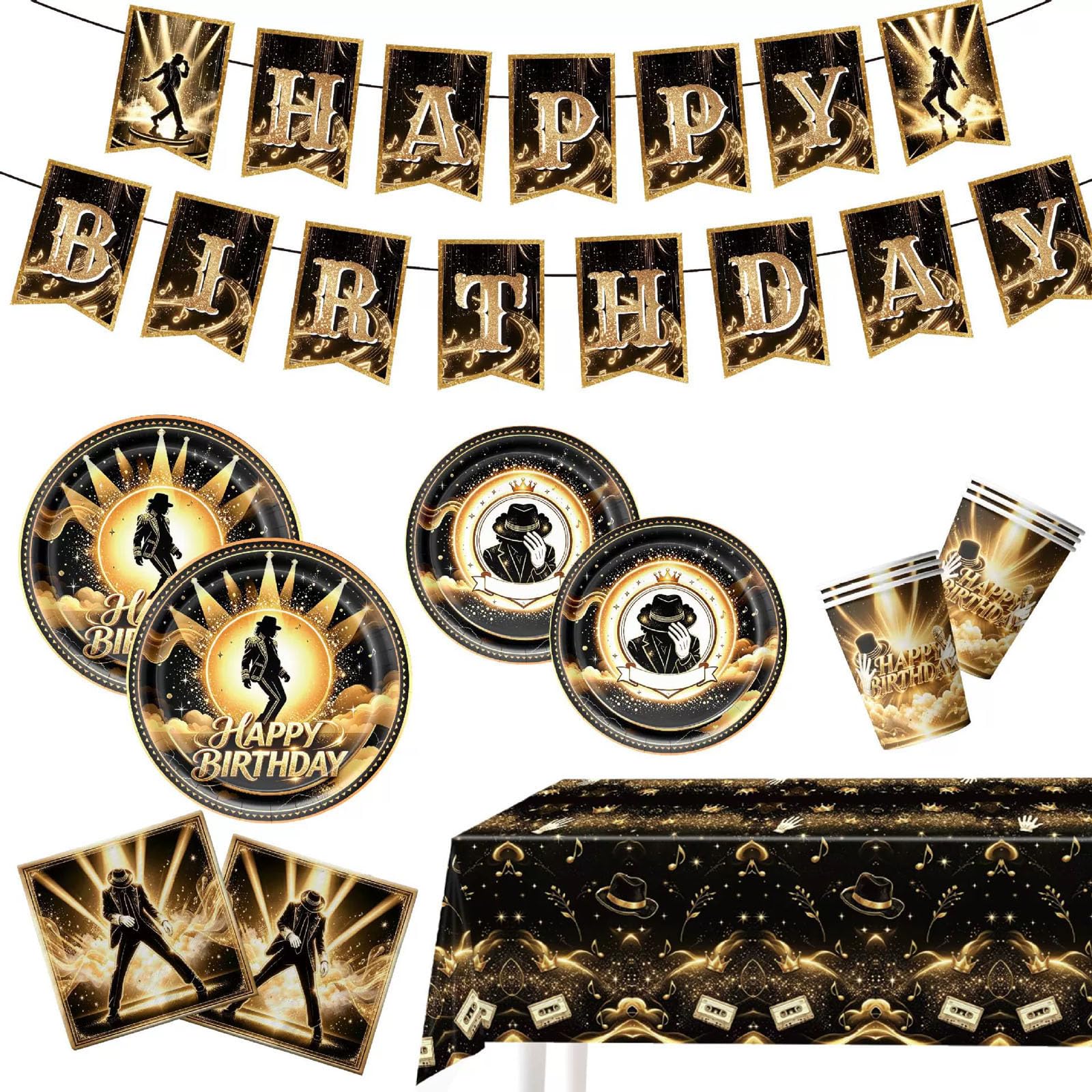 Michael Birthday Party Decoration Set King of Pop Music Party Supplies Pack