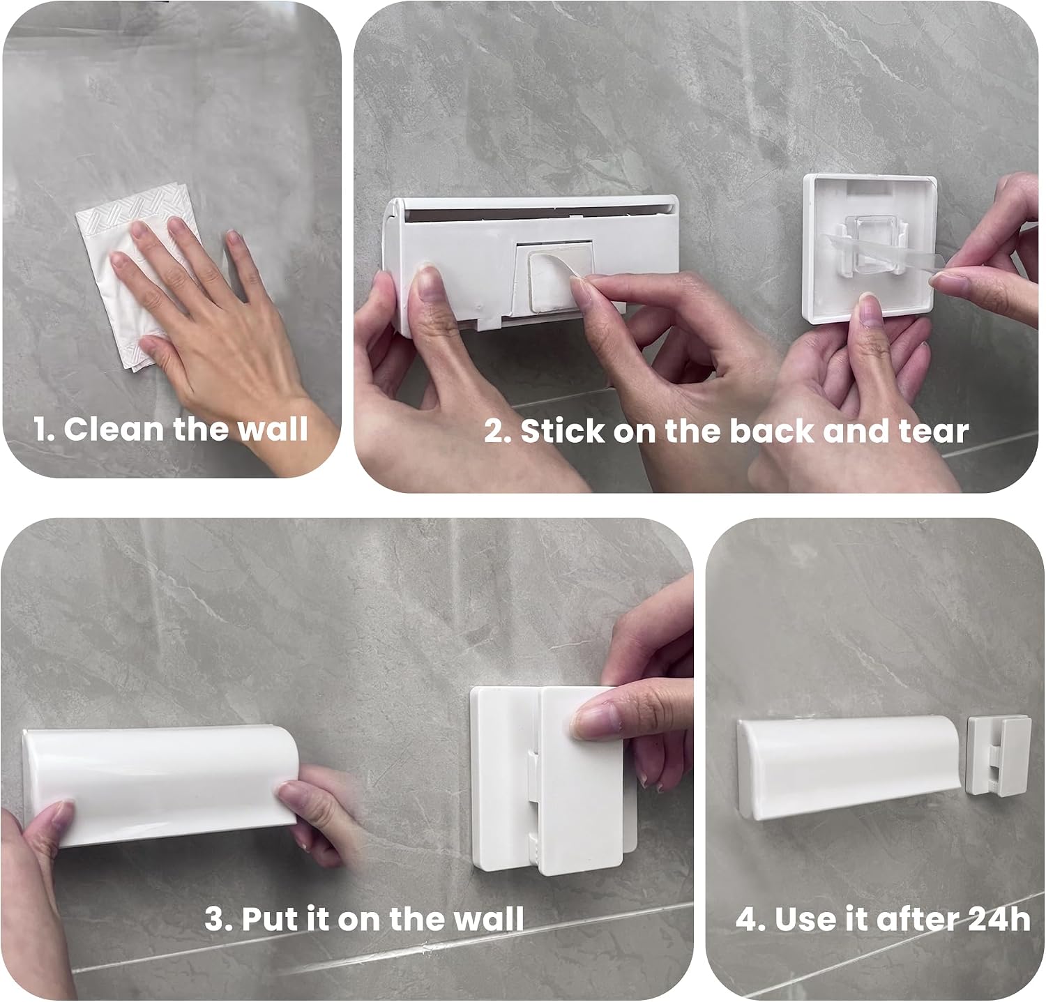 Linkidea 6 Slots Toothbrush Holder with Dustproof Cover & Toothpaste Clip, Plastic Self-Adhesive Brush Hanger for Shower, Compatible with Oral-B/Colgate Manual Toothbrush
