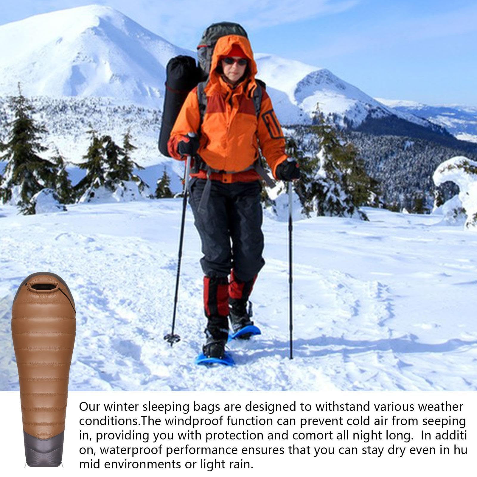 Saco de dormir de plumón – Saco de dormir ligero, saco de dormir de invierno para adultos | Saco de dormir compacto momia aislado saco de dormir para camping de senderismo, ver descripción