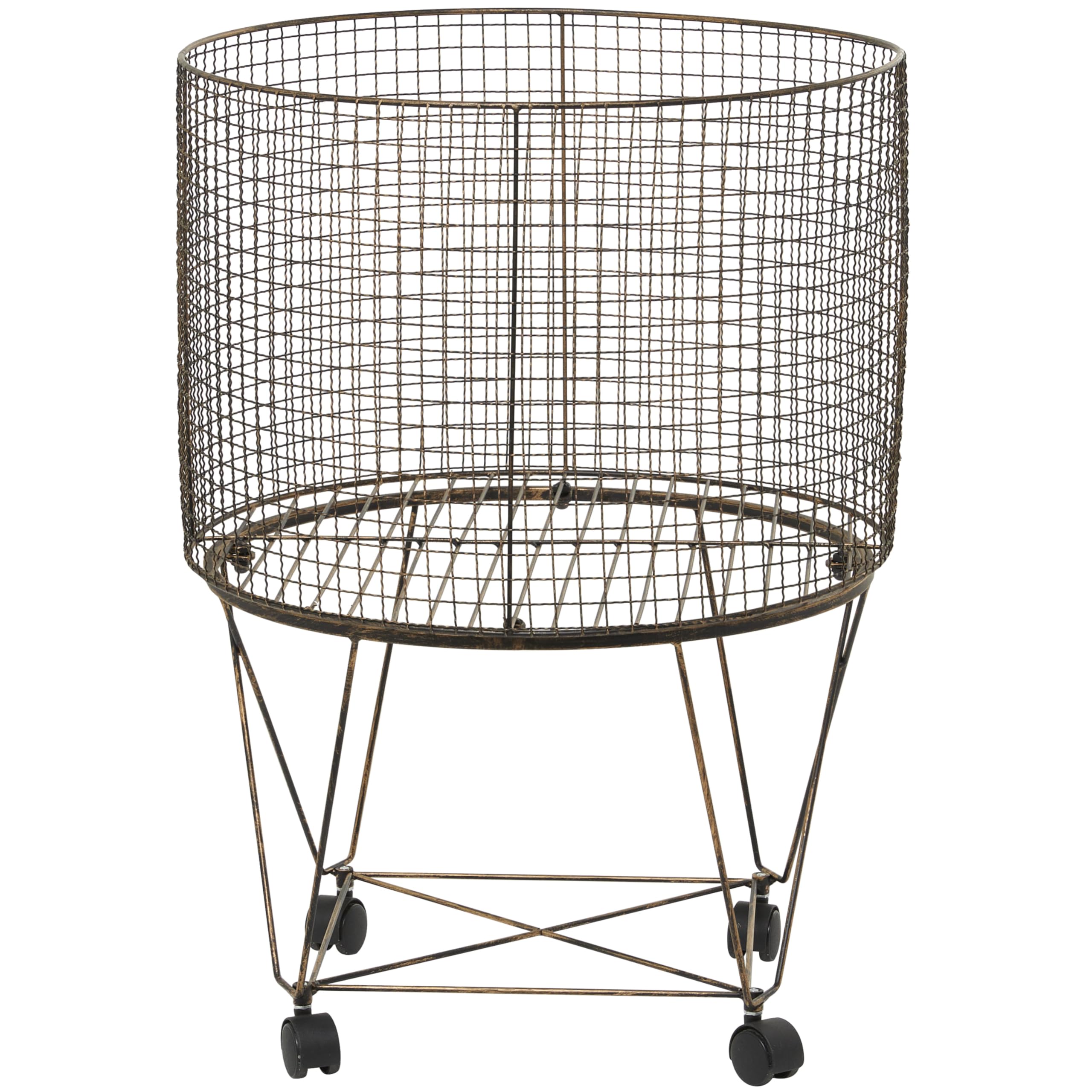 Deco 79 Metal Cylinder Storage Cart with Wheels, 20" x 20" x 28", Bronze