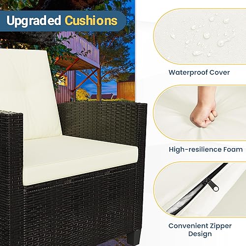 Miniatura 6 de Wisteria Lane Juego de muebles de patio de 4 piezas, juego de muebles de mimbre para conversación de patio al aire libre, sofá de patio al aire