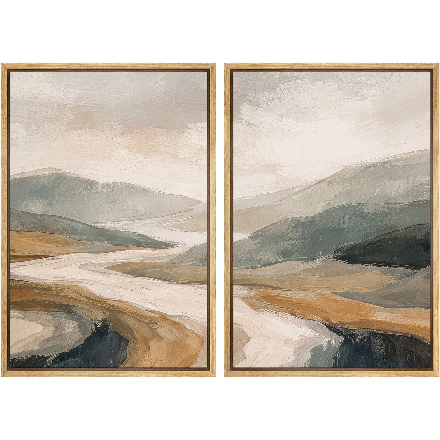 SIGNWIN Framed Canvas Print Wall Art Abstract Wave Pattern Modern Art Minimalist Neutral Decor for Living Room, Bedroom, Office - 16"x24"x2 Natural — view 19