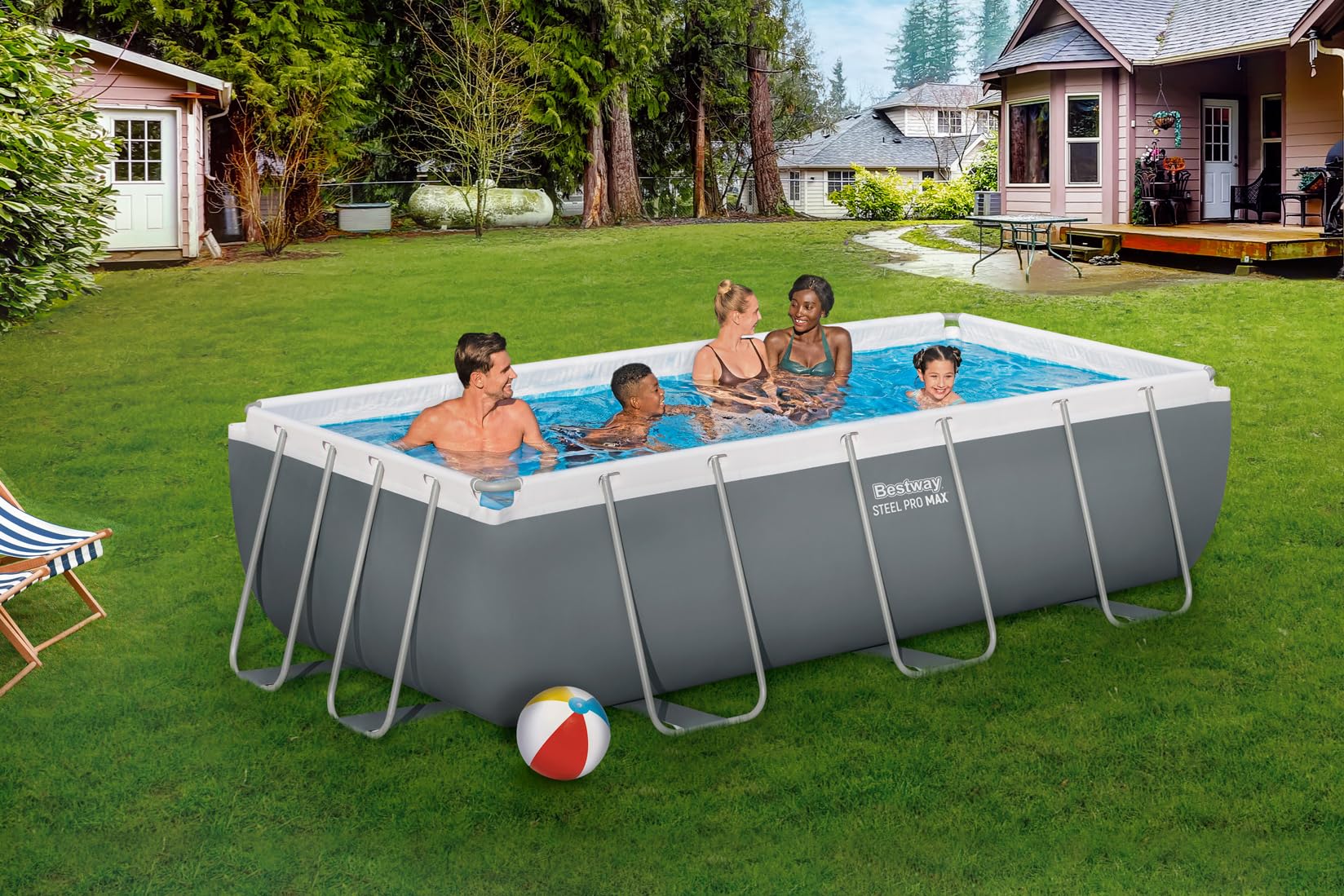 Bestway Juego de Piscina Rectangular de 13'3" x 6'7" x 39.5"/4.04 m x 2.01 m x 1 m
