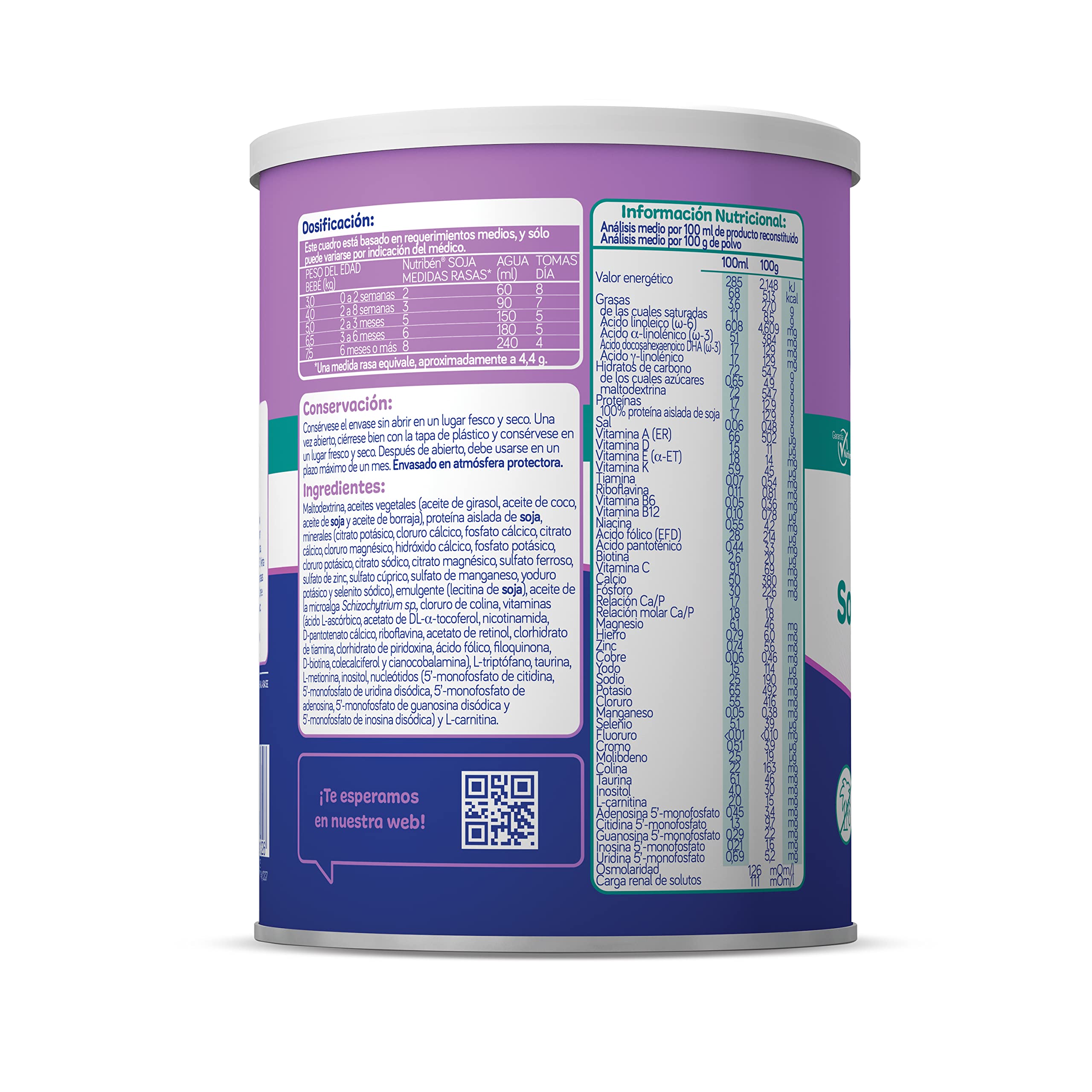 Nutribén Soja Leche en Polvo Bebé 400g sin Aceite de Palma