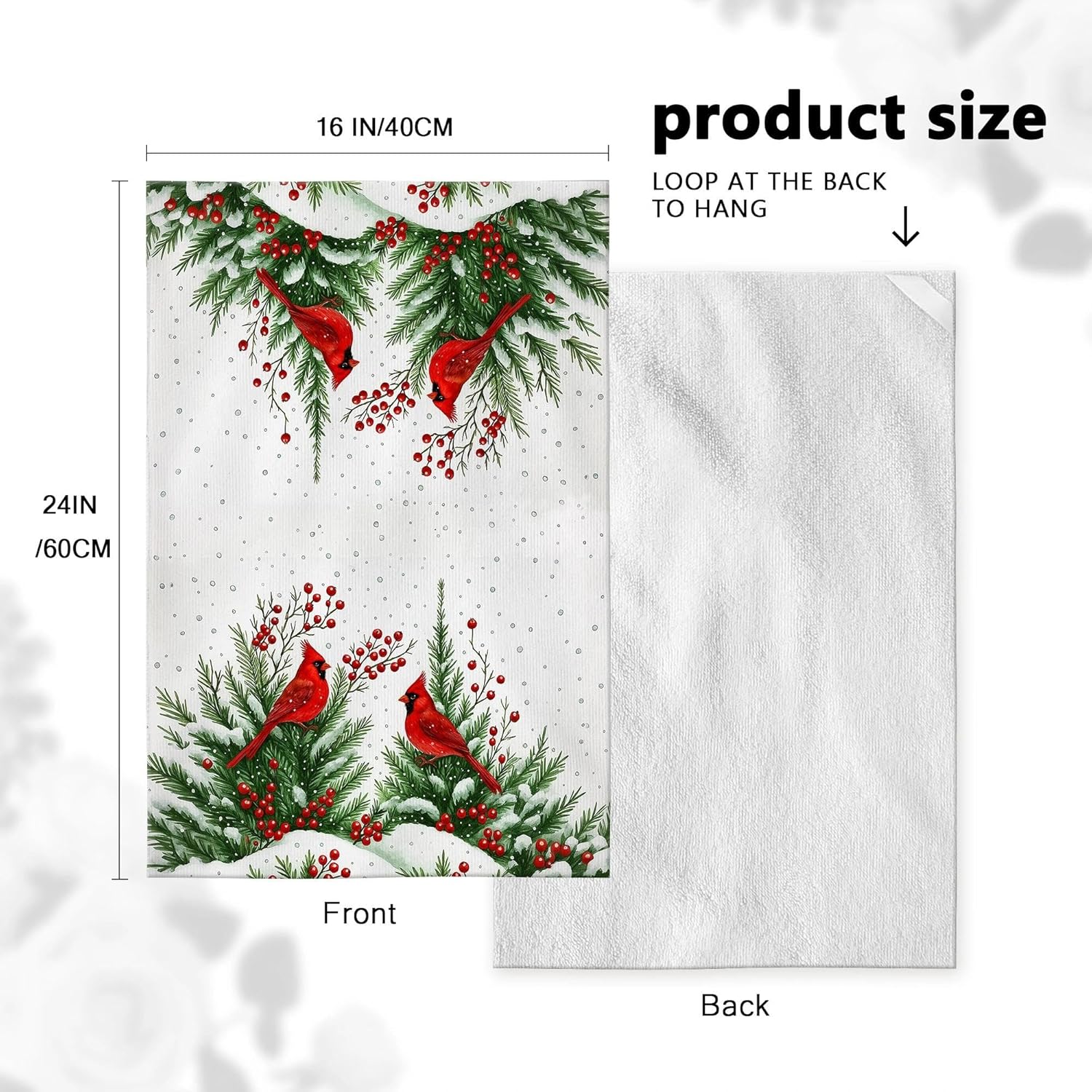 Christmas Cardinal Themed Kitchen Dish Towels Set of 2, Cute Winter Decoration Hand & Tea Towels, Red Cardinal Christmas Kitchen Decor & Cardinals Lovers Gifts for Women - Image 5