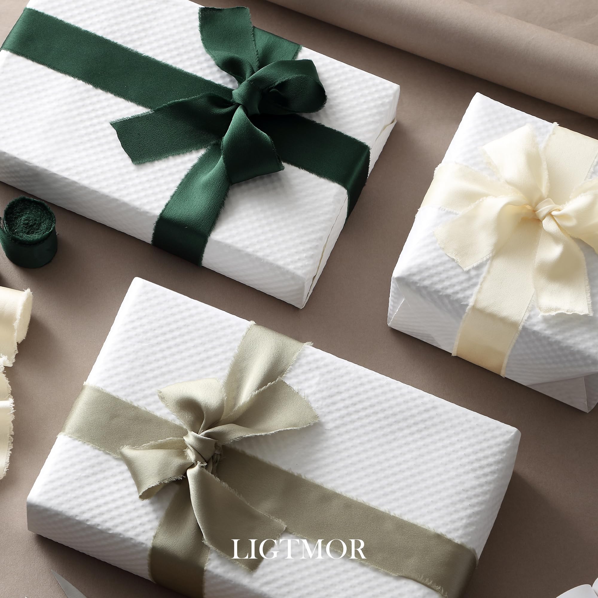 Ligtmor Silk Satin Ribbon 1-1/2 inch x 15 Yard (3.8cm x 13.5m) Handmade Frayed Ribbons for Gift Wrapping Crafts Wedding Flower Bouquet Holiday Décor - Image 4