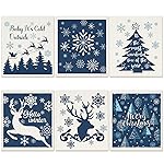 Cunhill 6 Pcs Swedish Kitchen Dish Cloths Kitchen Towels Reusable Sponge Cleaning Cloths Wipes Absorbent Dish Cloth Quick Drying Washable Decorative Tea Towels No Odor Bar Hand Towel (Blue Christmas)
