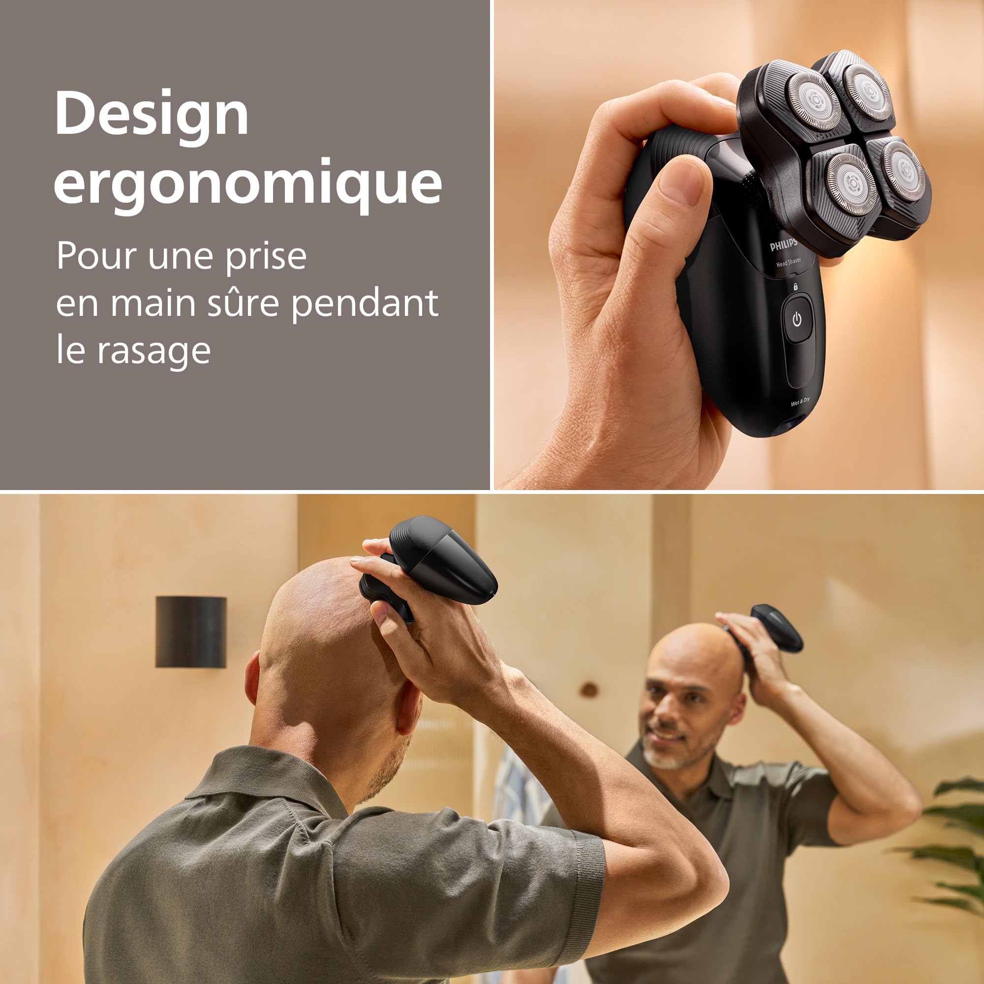 Philips Head Shaver Pro 5000 Series - Rasoir pour la tête pour hommes et femmes, tête flexible à 360° et lames ComfortCut pour un rasage efficace tout en douceur pour la peau, modèle HS5980/15