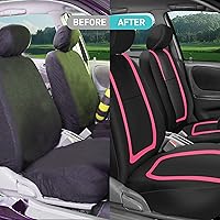 Vista 42 de FH Group FB032114 - Juego completo de fundas para asientos de coche con paño plano Funda de silicón para volante, color negro sólido, se adapta a
