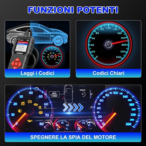 OBD2 Auto Diagnostica Diagnosi-auto LAUNCH CR300, Diagnostico OBD2 Italiano per Multimarca - Lettore Errore Motore Auto con Funzioni-OBD2, Professionale Diagnostica Per tutti i Veicoli OBDII - 3