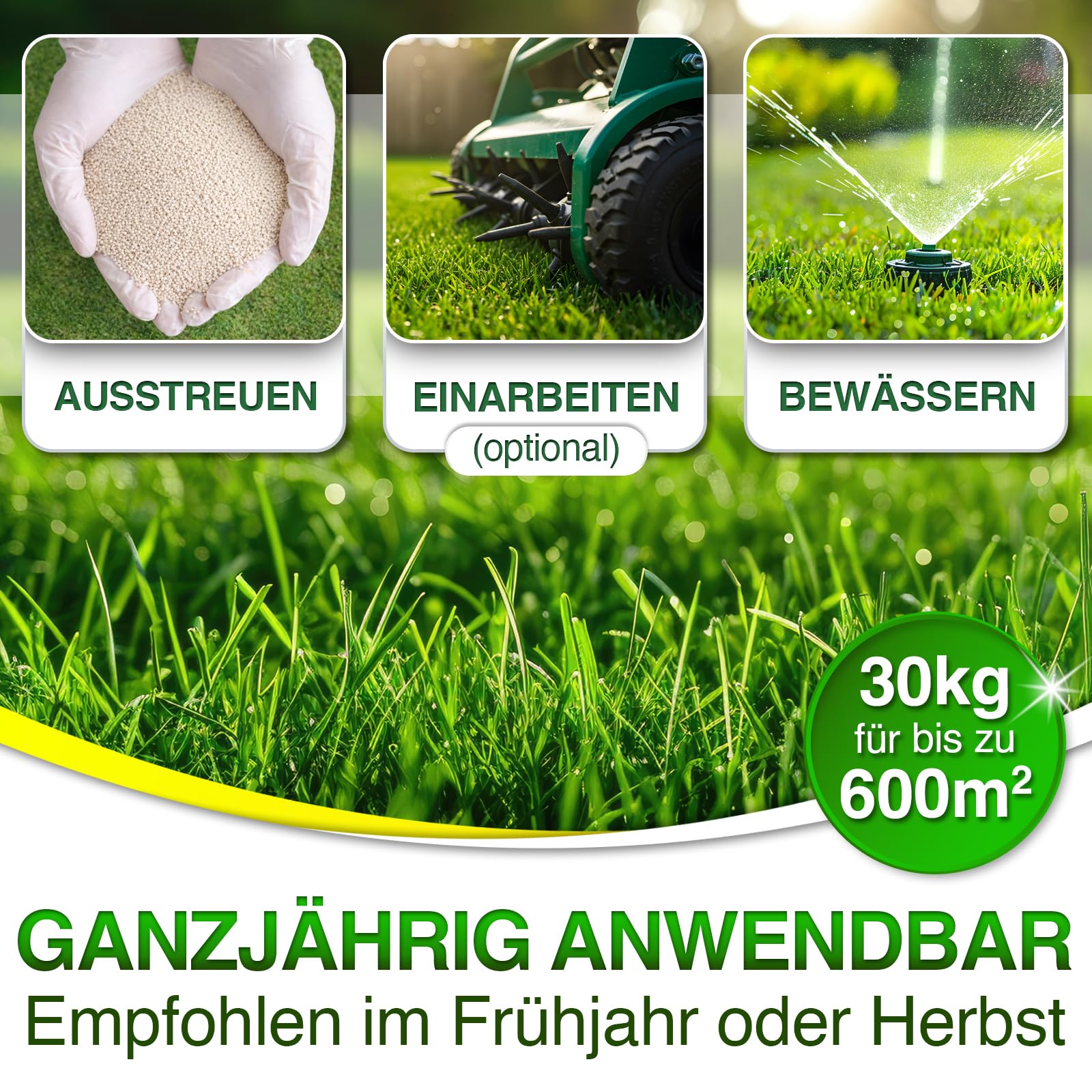 Rasenkalk 30 kg – hochwertiger Rasen- & Gartenkalk zur pH-Optimierung und Bodenverbesserung – verbessert Nährstoffaufnahme, beugt Moosbildung vor, sorgt für kräftigen Rasen im Garten