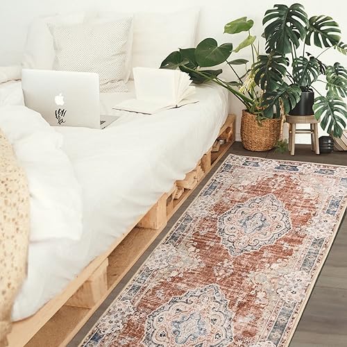 Miniatura 141 de MUJOO - Alfombra de 8 x 10 pies para sala de estar, grande, lavable, bohemio, para dormitorio, antideslizante, abstracto, suave, de pelo corto