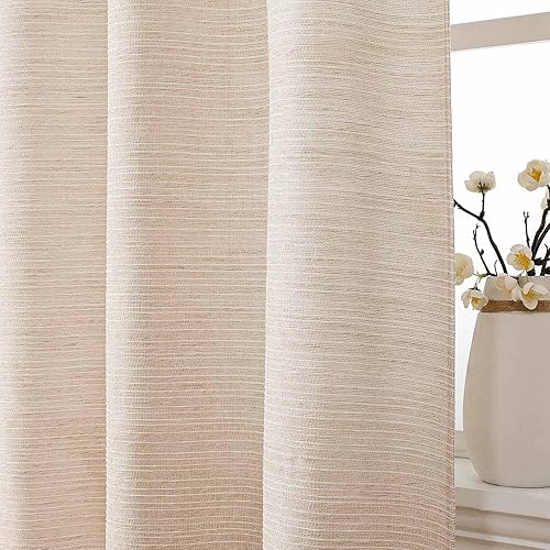 Miniatura 3 de Valea Home Cenefa de lino a rayas Chenile para cocina, bolsillo para barra, cenefas rústicas de cortina de ventana de 18 pulgadas de longitud