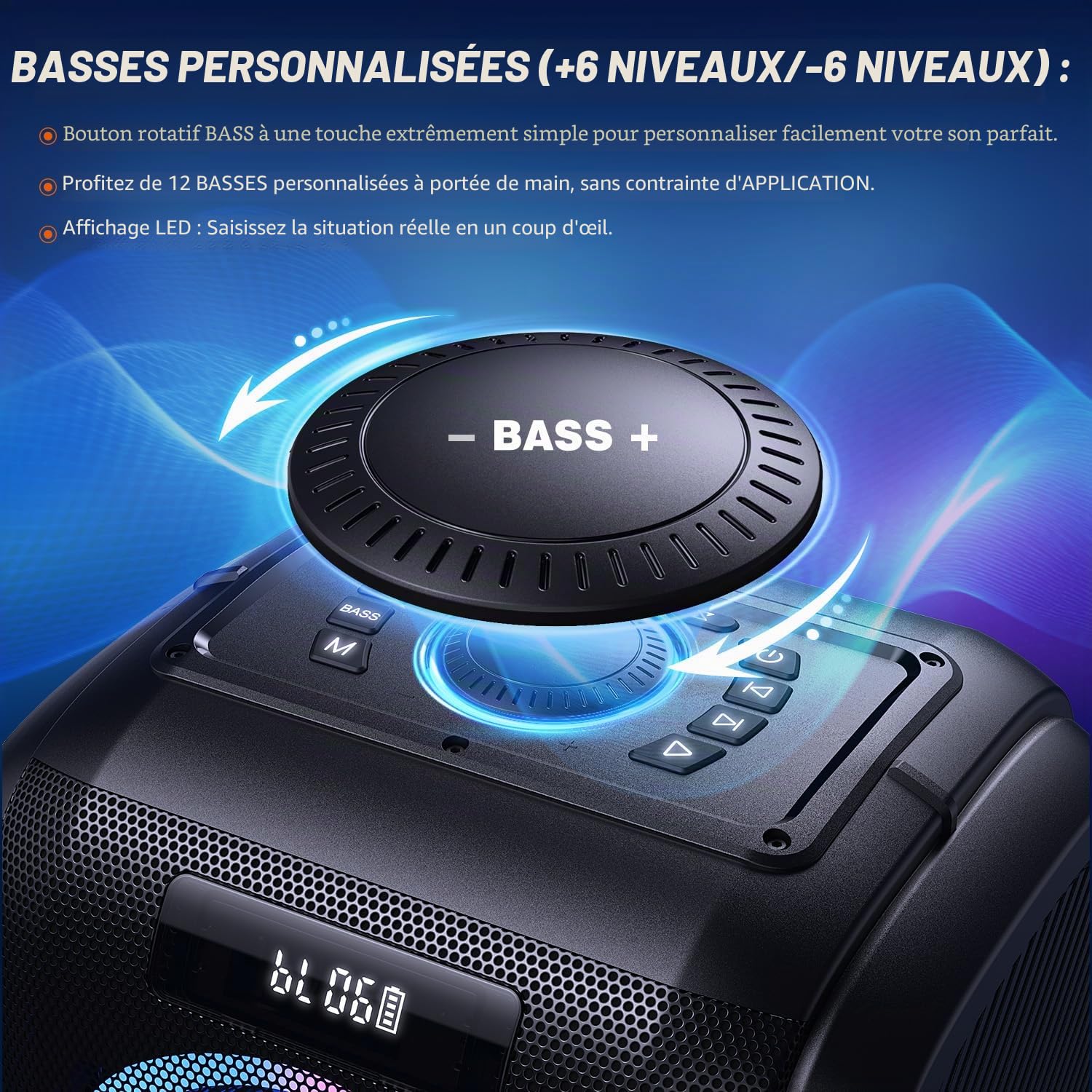 W-KING 270W Peak Enceinte Bluetooth Puissante Grand Party Haut-Parleur Box
