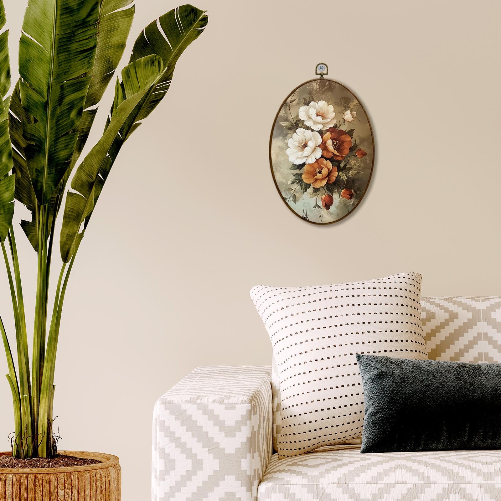 軒瓦 古瓦 モダン アンティーク ヴィンテージ レトロ wall art US Amazon.com: JQF Vintage Floral Oval Wall Decor, Cottagecore Floral