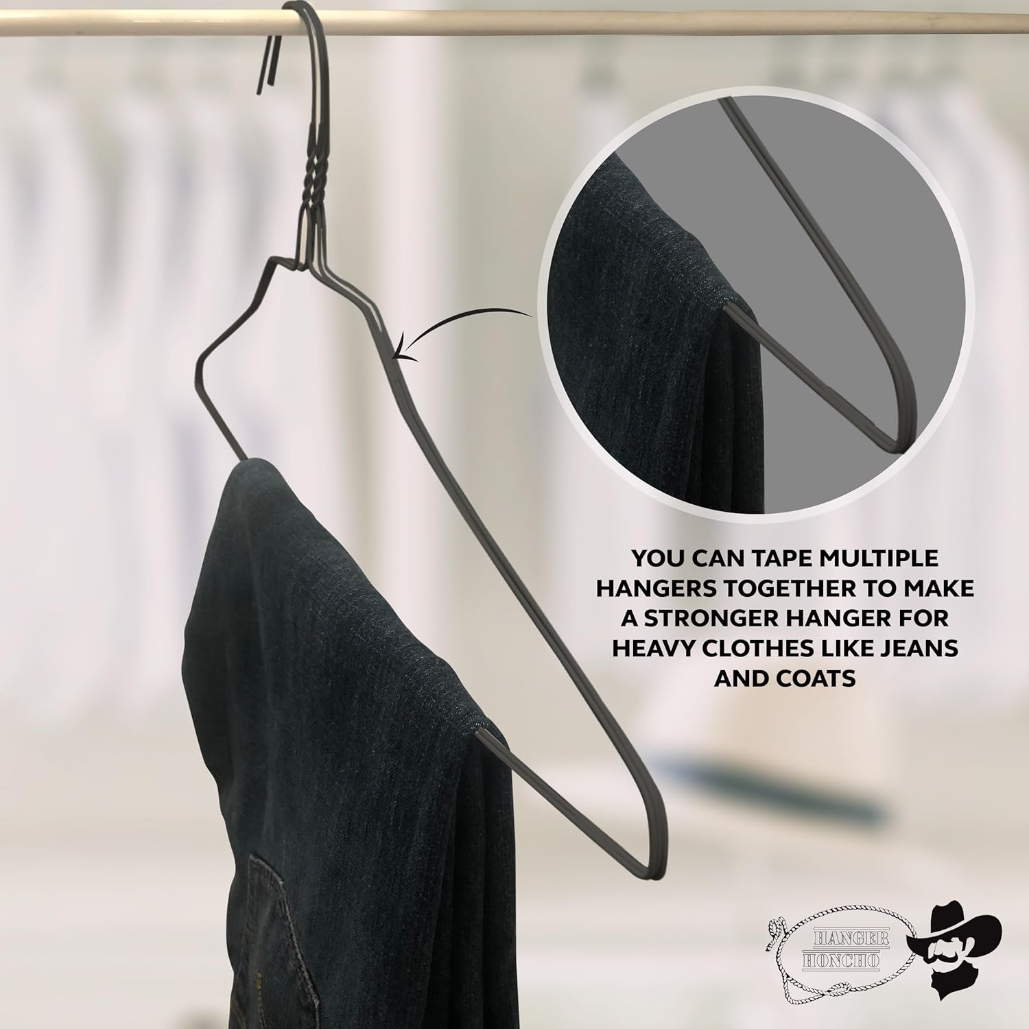 Wire Metal Clothes Hangers 50 Pack for Standard Size Shirts, Pants, Skirts, Space Saving, Non Slip,18 Inch 14.5 Gauge Ultra Thin Standard Dry Cleaner Coated Steel (200, Black)