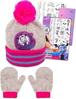 Vampirina Winter Hat and Mittens Set - Bundle with Vampirina Knit Beanie, Mittens, Temporary Tattoos, More | Vampirina Gifts for Girls