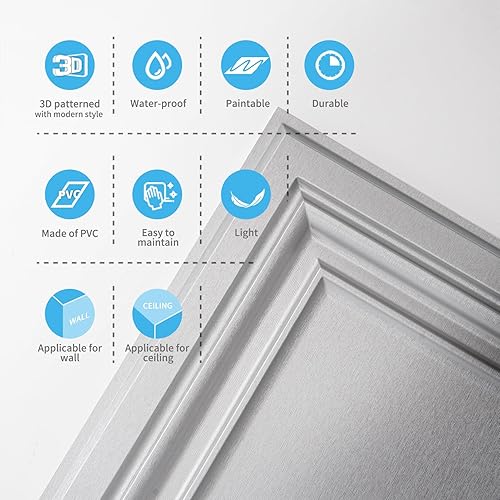 Miniatura 6 de Art3d Azulejos de techo de PVC, hoja de plástico de 2 x 2 pies en plata argente (paquete de 12)