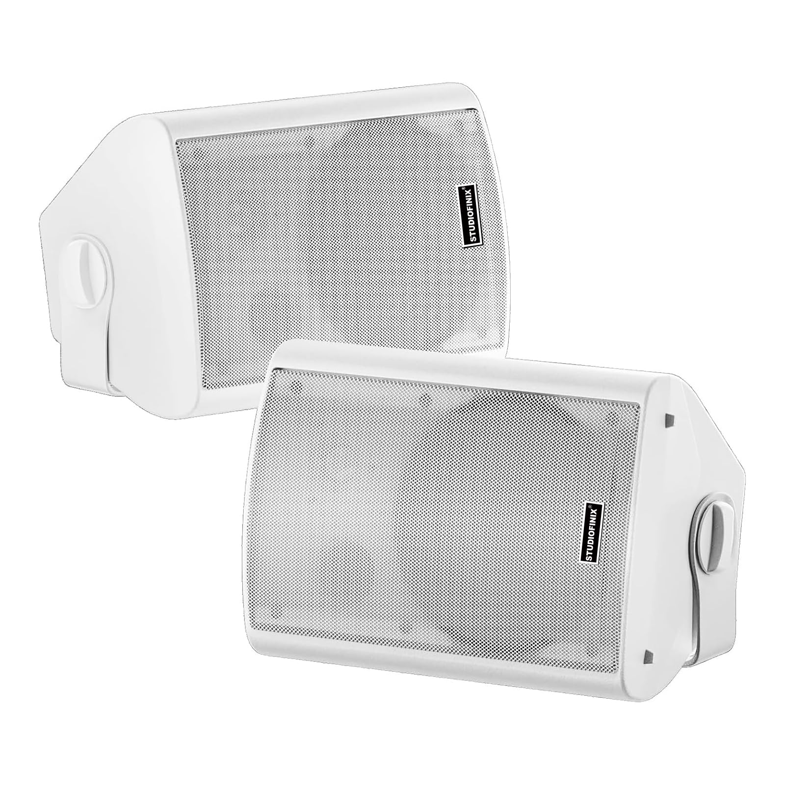 Enceintes murales STUDIOFINIX 4 Pouces 200W étanches Bluetooth 5.1, Multi-Sync + télécommande IR. Intérieur/extérieur, terrasse, Garage, Jardin (401BLE, Blanc, Paire)
