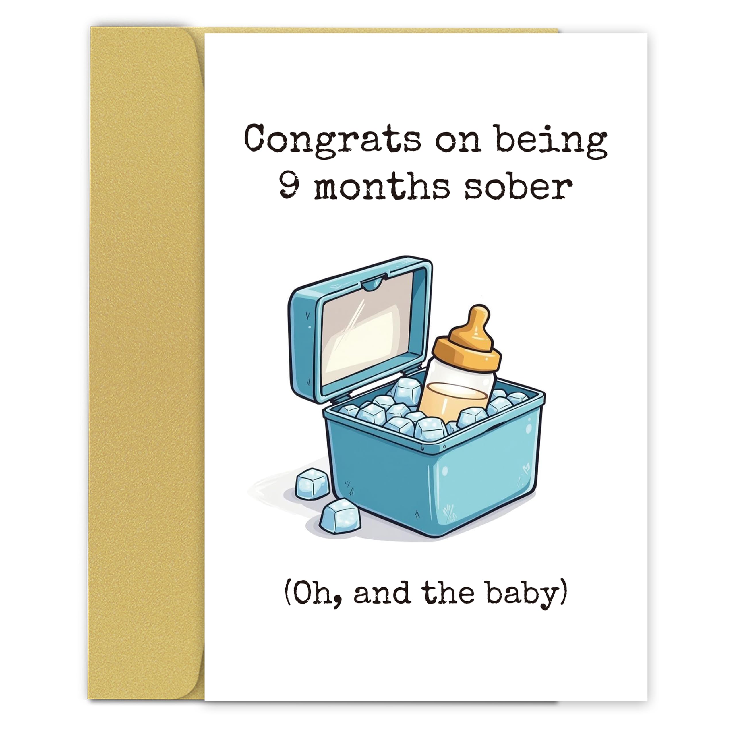 Zoytonky Funny New Baby Card - Congrats On Being 9 Months Sober, Baby Shower Card, New Mom Congratulations Card, New Baby Gift, Baby Shower Cards