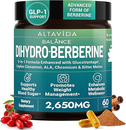 Dihydroberine Super Berberine Suplemento - GlucoVantage 250 mg, 60 cápsulas - Biodisponibilidad mejorada sobre berberina HCL - con canela de Ceilán