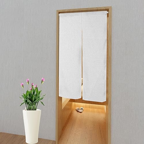 Miniatura 3 de Leowefowa Cortina japonesa Noren para puerta, cortina de puerta japonesa, tratamiento de ventana, tapiz de puerta impreso blanco puro para