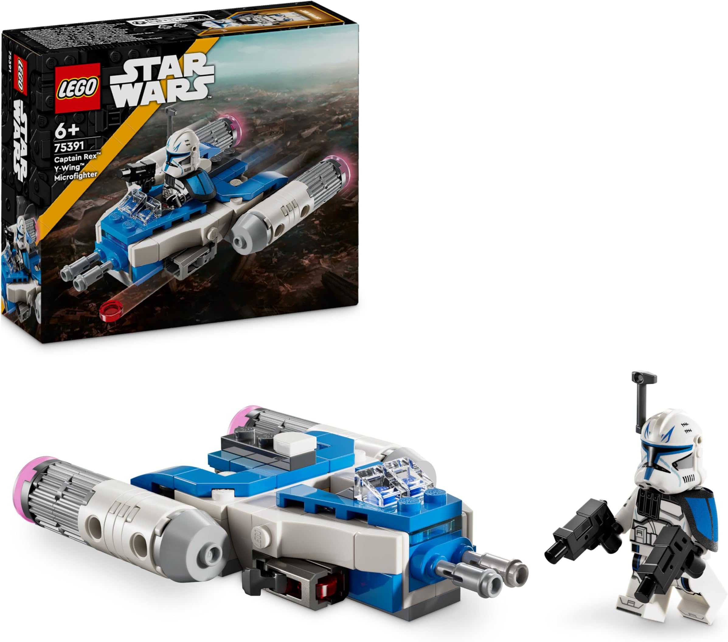 Star Wars Captain Rex Y-Wing Microfighter, Collectible The Clone Wars Starship Vehicle Toy with a Character Minifigure for 6 Plus Year Old Boys & Girls, Fantasy Gift Idea for Kids 75391