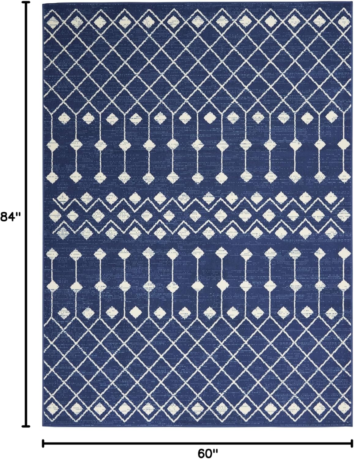 Nourison Grafix Moroccan Navy 5'3" x 7'3" Area Rug, Easy Cleaning, Non Shedding, Bed Room, Living Room, Dining Room, Kitchen (5x7)