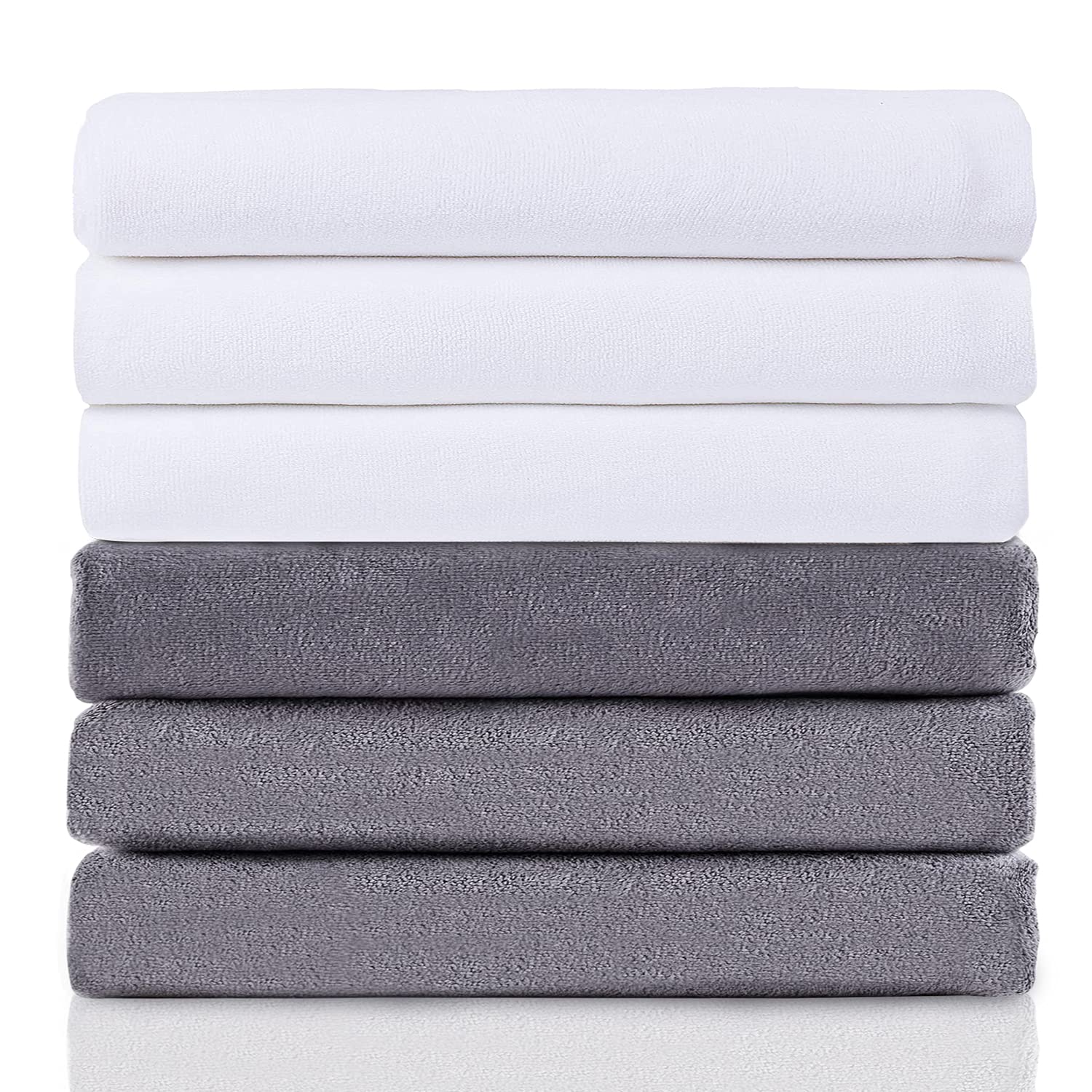 MERRY HOME Large Bath Towels Pack of 6 27 x 55 Microfiber Bathroom Towel Set for Adult Men