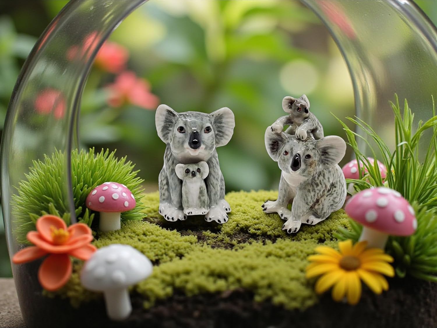 WitnyStore Bundle Tiny 1⅛" Gray Koala Mom Baby 2 Pieces Set Australian Marsupial - Miniature Hand Made Ceramic Wildlife Wild Mammal Animals Cute Porcelain Decorative Figures Collectible Figurines image 5