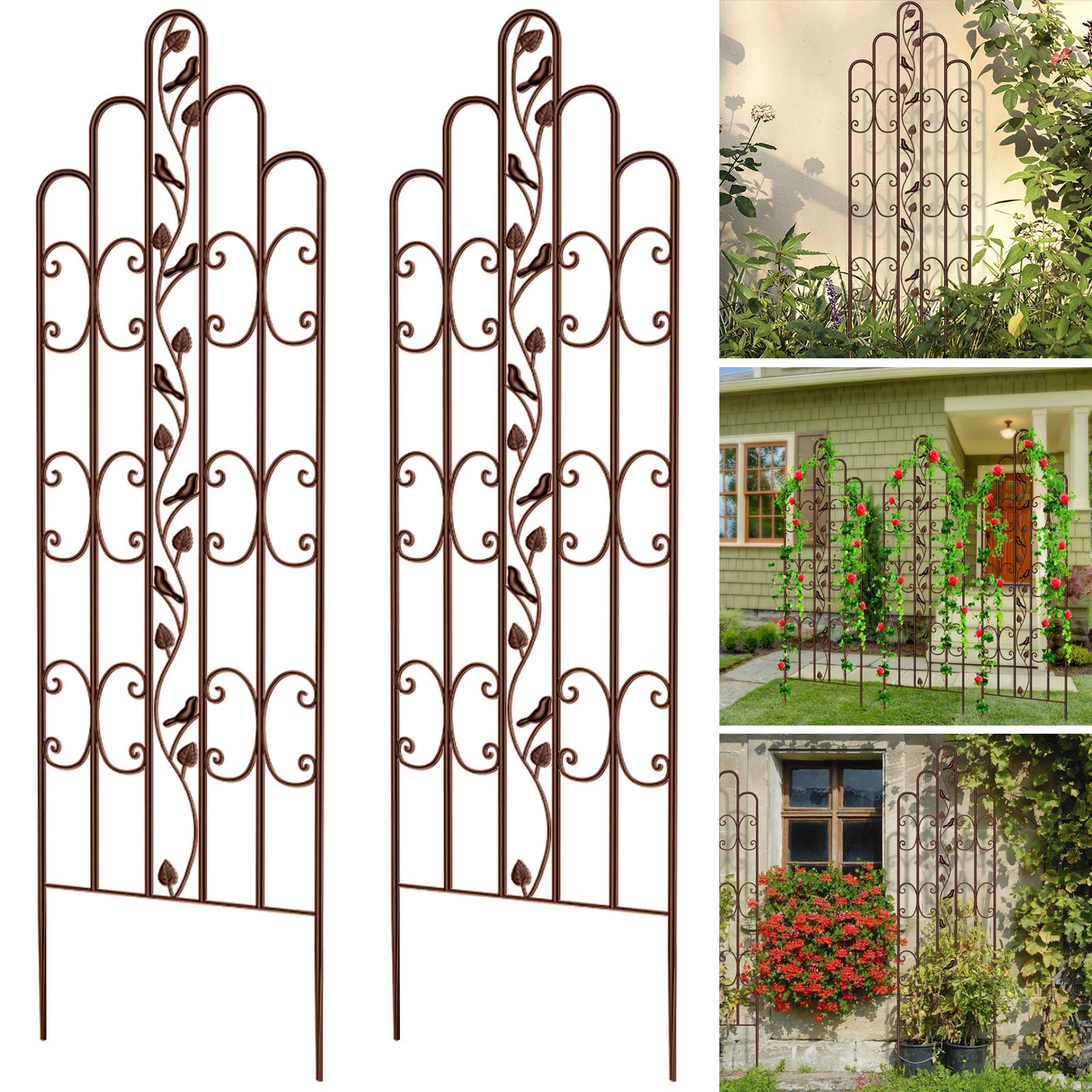 Buy Amagabeli 2 Pack Large Garden Trellis 71” x 21” Heavy Duty Rustproof Brown Iron Plant