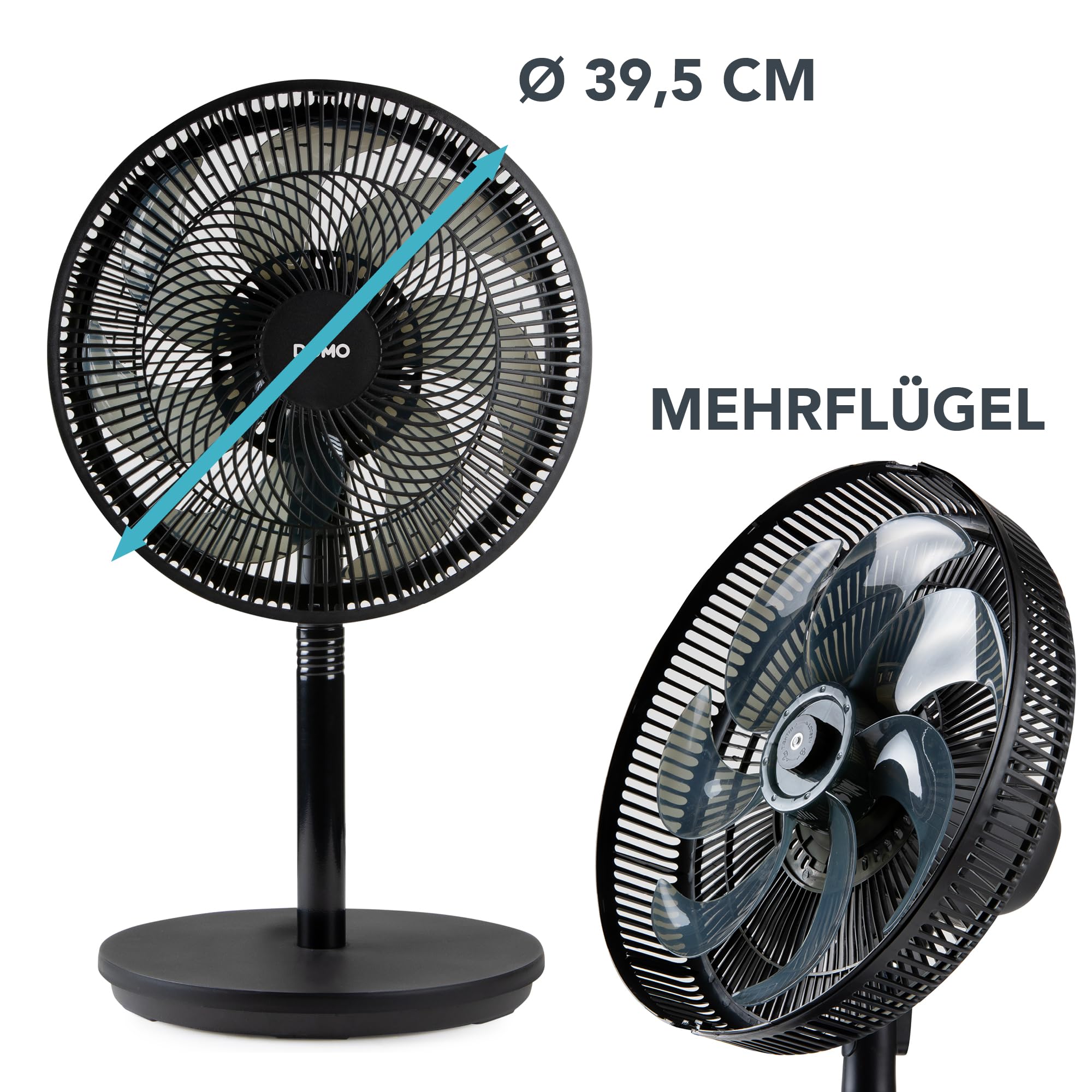 DOMO DO8159 wentylator stojący 2 w 1 Multiblade – wentylator z 7 łopatkami – cichy 44 dB – 3 poziomy oscylacji – regulacja wysokości – wentylator kolumnowy do sypialni i salonu