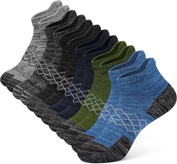 Calcetines tobilleros acolchados para hombre: suela de felpa antiampollas paquete de 6