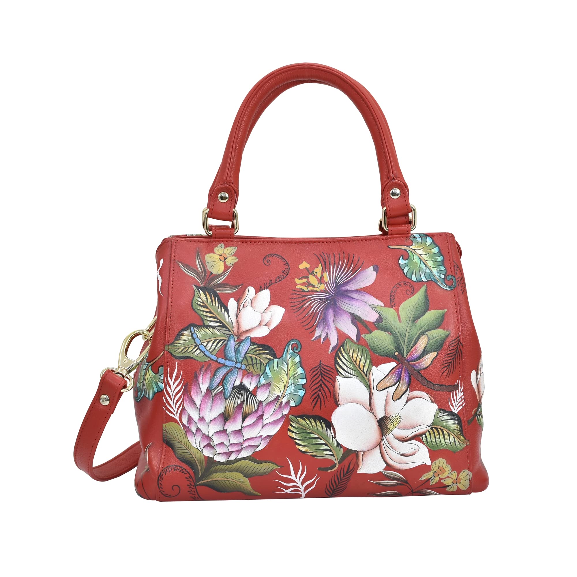 Anuschka Women’s Leather Satchel – Hand-Painted Genuine Leather Handbag with Detachable Strap for Everyday Use - 690, Satchel