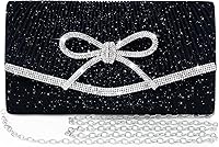 Nexellent Sparkly Rhinestone Bow Evening Clutch Bag for Women - Glitter Crossbody Handbag Wedding Party Purse