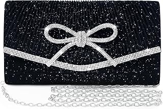 Nexellent Evening Bag Clutch Purses for Women,Sparkly Bow Handbags Crossbody Bag Wedding Bag Glitter Rhinestone Party