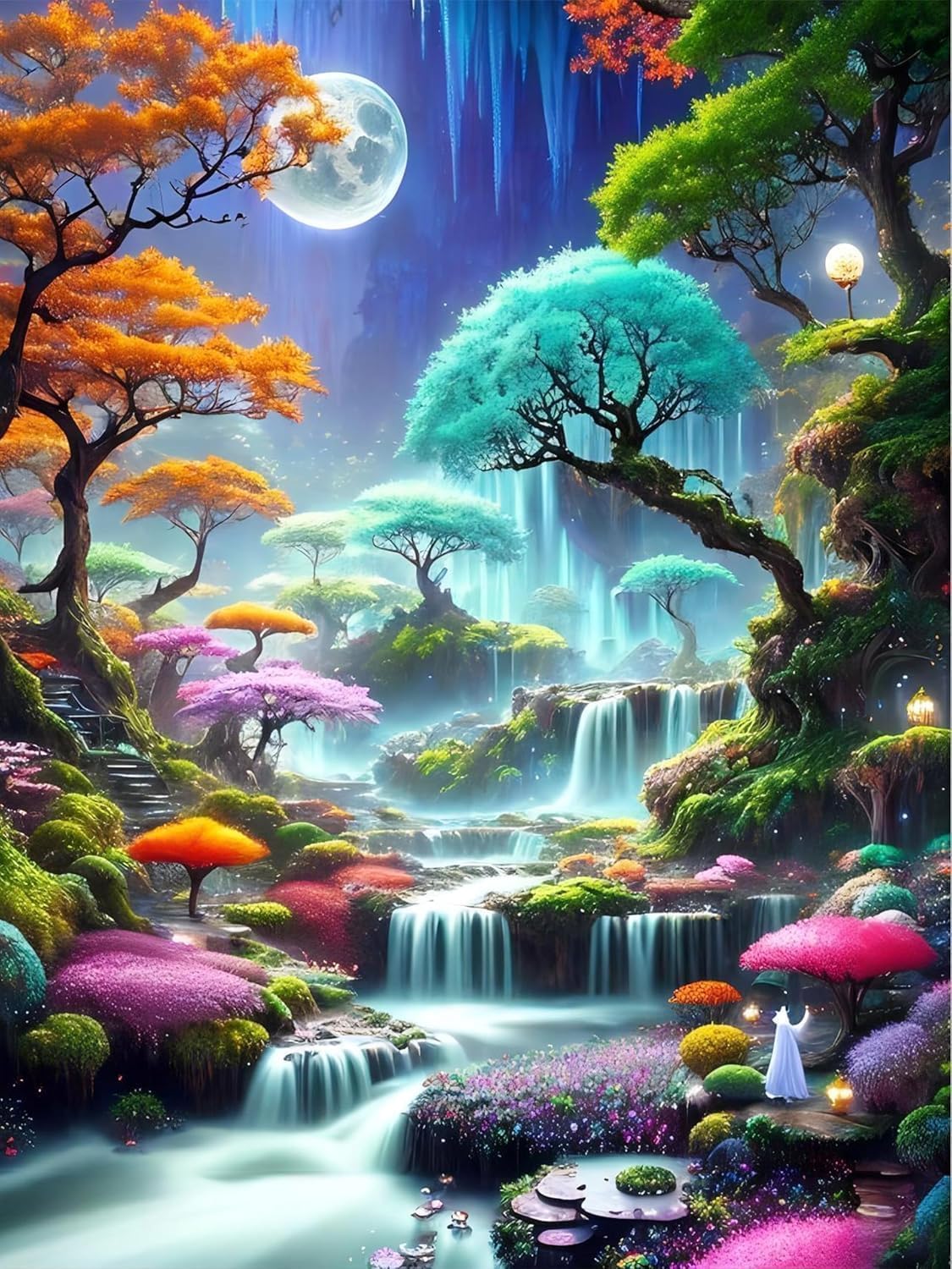 DARKKI Wonderland 5D Diamond Painting Kit Full Round Drill 30x40cm | Full Drill Diamond Dots, Adults & Teens, Home Wall Decoration, Colorful Diamond Art, Natural Fountain Design-image-31