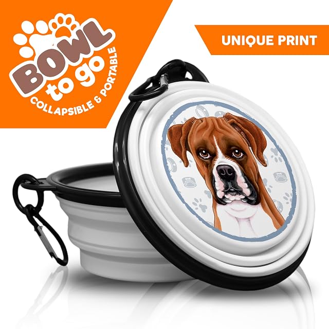 Foto 7 de 7 de 9. Cuenco plegable para perros y perros boxeador, cuenco plegable con mosquetón para llevar