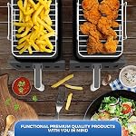 [2-Pack] Air Fryer Rack for Ninja Foodi DZ201/DZ401 | Stainless Steel Multi-Layer Rectangle Stackable Dehydrator Rack | Accessories Compatible with Ninja Foodi Double Basket Air Fryers