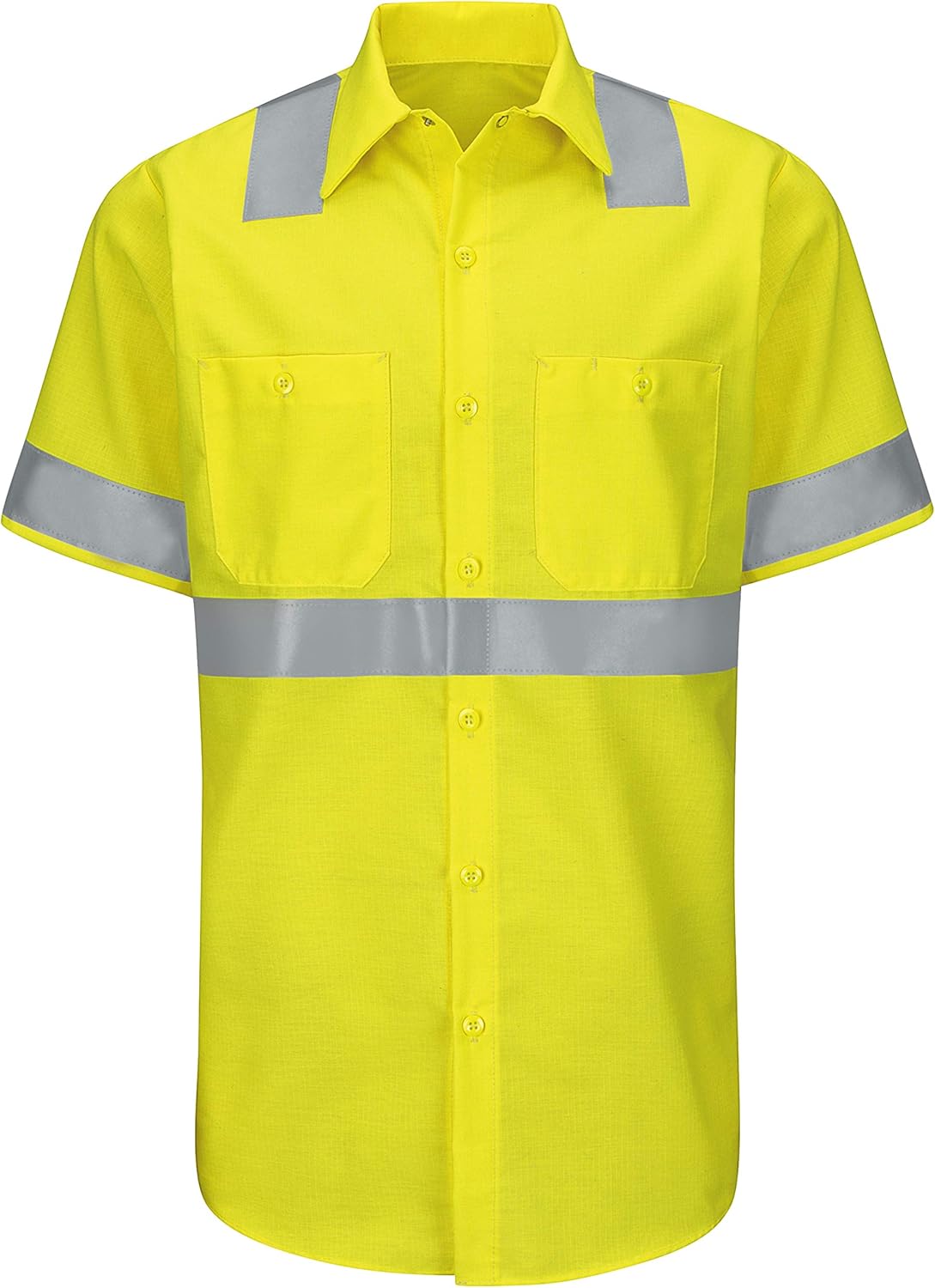 Red Kap Mens Hi-Visibility Short Sleeve Color Block Ripstop Work Shirt - Type R, Class 2 - Image 4