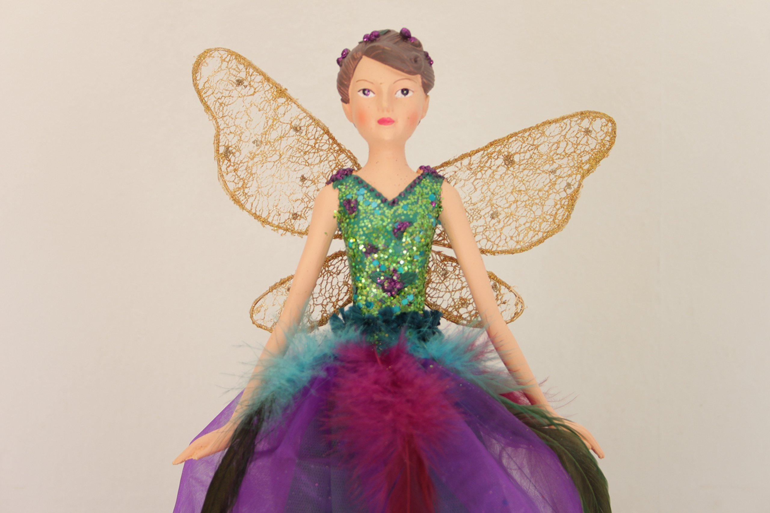 Gisela Graham Pfau Harz und Stoff groß 50 cm Fee/Engel Weihnachtsbaumspitze