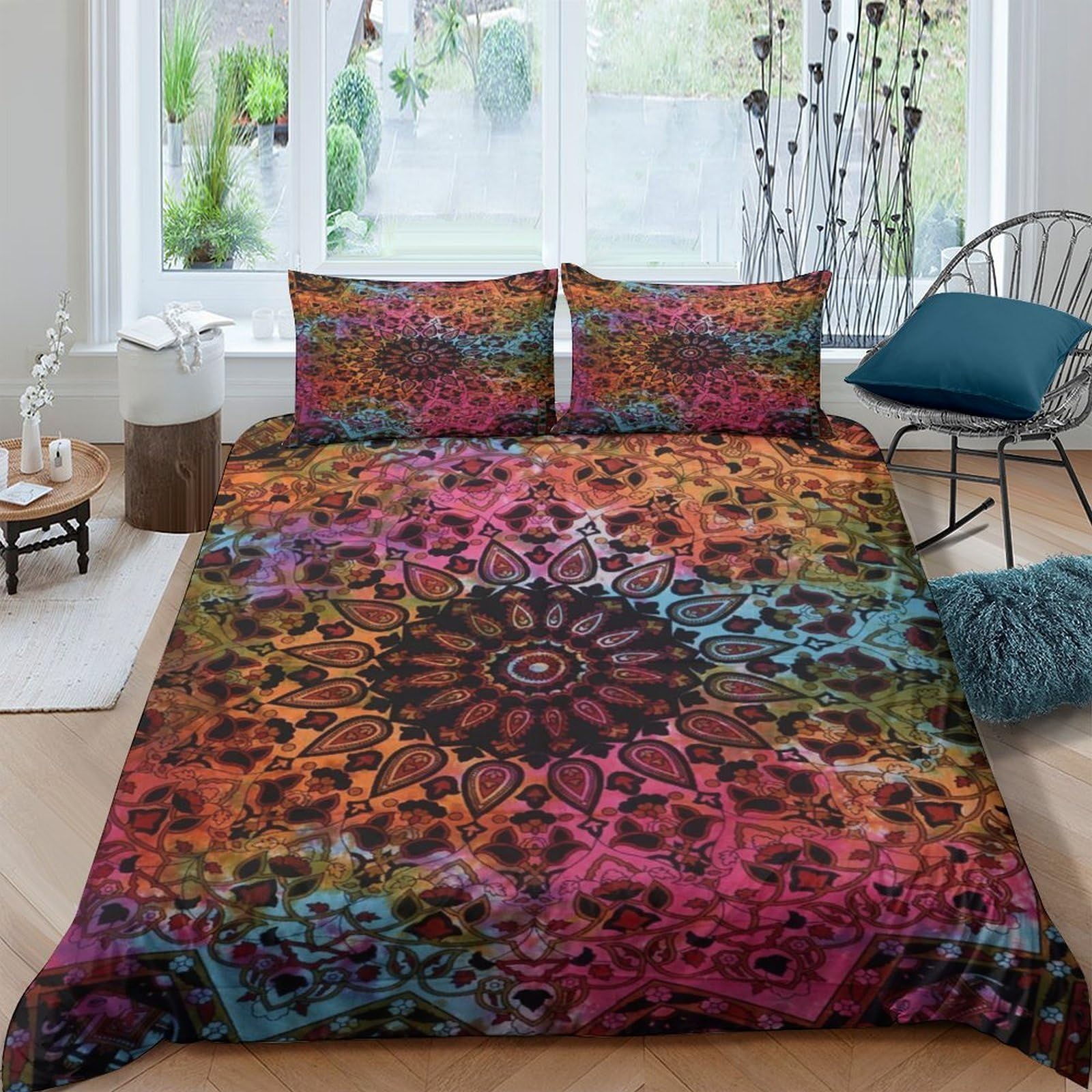 Ctjqhvkz Style-7 3D Printed Mandala Boho Fitted Sheet Microfiber Multicolor Ethnic Mattress Cover For Bedroom Living Room Dorm Decor Single（135X200cm）
